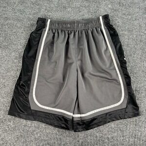 Reebok Shorts Men Medium Gray Black White Basketball Dazzle Smooth Shiny Silky
